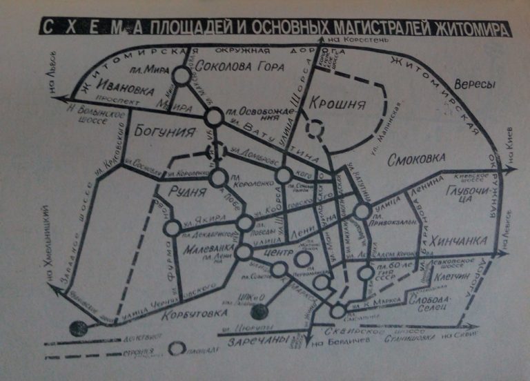 The Scheme of Squares and Main Roads of Zhytomyr (1991)